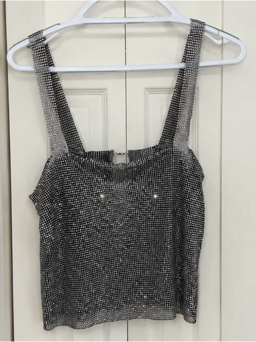 Sparkling Black Rhinestones Tank Top